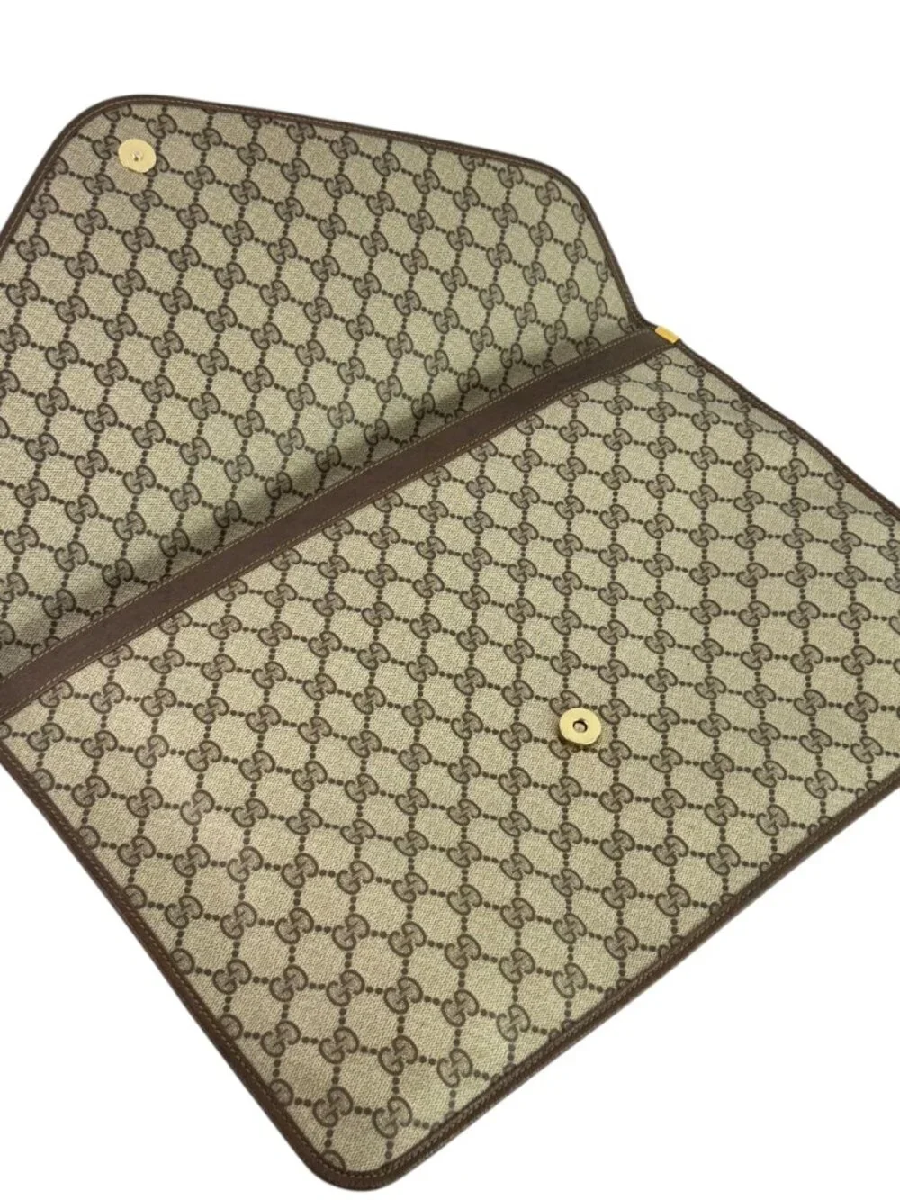 80s GUCCI Brown Supreme Canvas Monogram Document Portfolio Bag Made in Italy